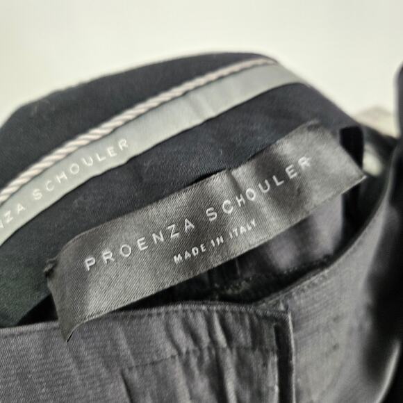 Proenza Schouler Trousers Black Wool Silk Blend High Waist Straight Leg Size 6 - Picture 5 of 6